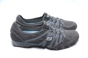 Skechers Bikers Shoes Womens Sz 9.5 Gray Suede Athletic Slip On Sneakers 21139